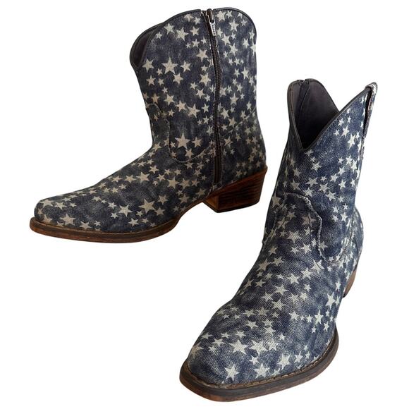 Star-Patterned Blue Ankle Boots - Picture 14 of 15